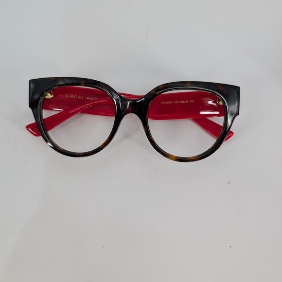 Gucci Red and Brown Cat-Eye Glasses - Picture 1 of 5